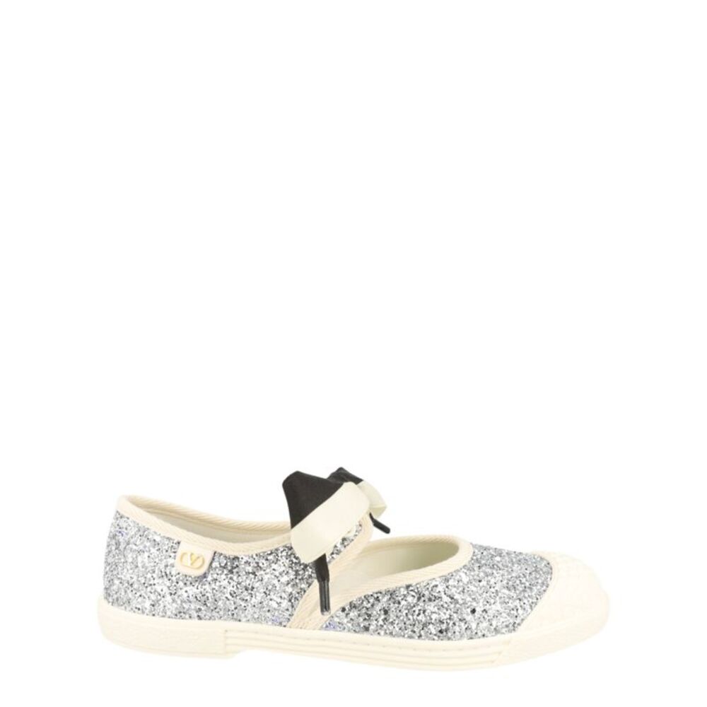 Valentino Bay By Bay Glitter Ballerina Sneakers Silver Womens